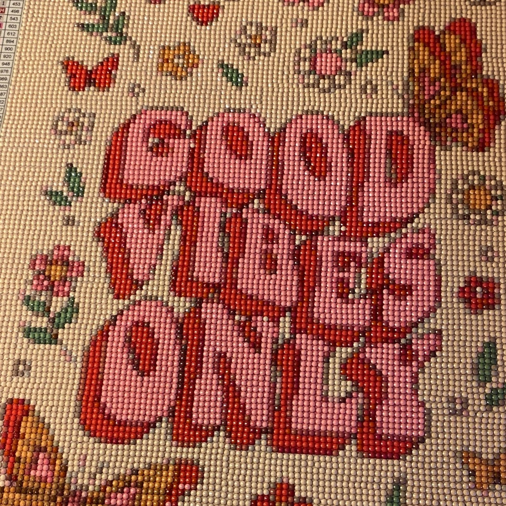 🩷Pink and Red 'Good Vibes Only' Beaded Art - Picture 1 of 3